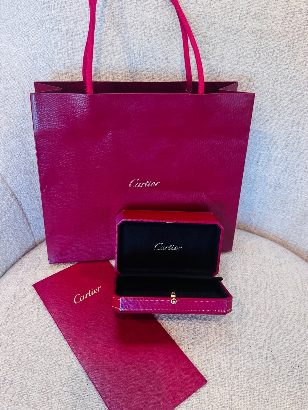 Authentic Cartier earrings Jewelry Box and Gift Bag Set